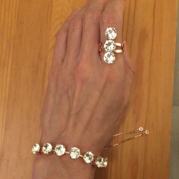 Rose Gold Adjustable Crystal Bracelet - Picture 6 of 7